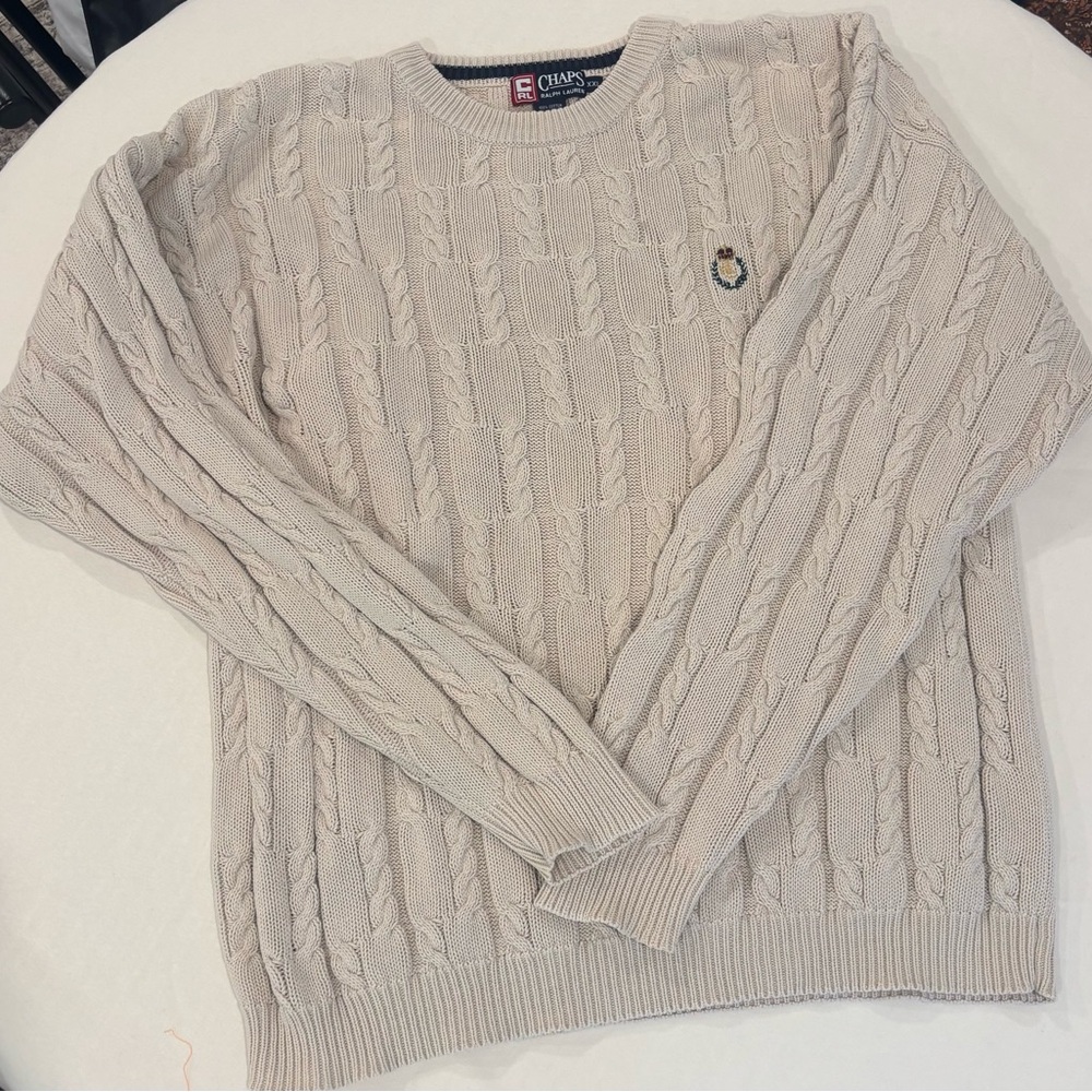 VTG Chaps Ralph Lauren Men's Cream Cable Knit Sweater